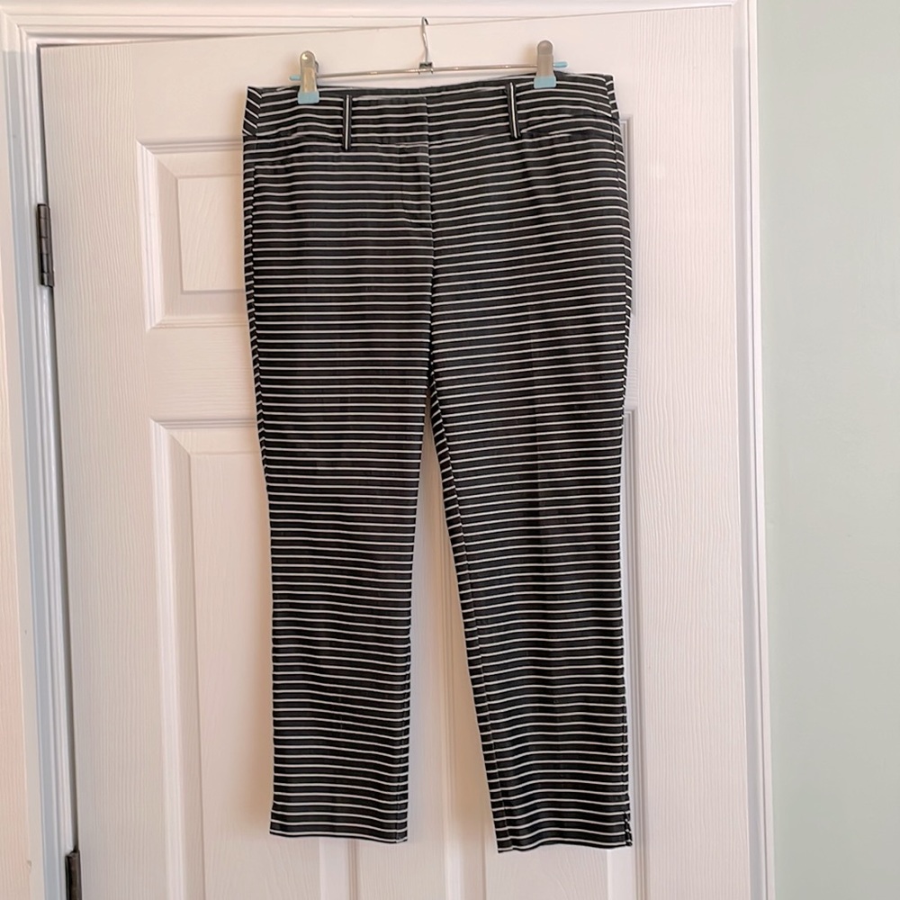 LOFT ankle navy blue white stripped pants size 4P